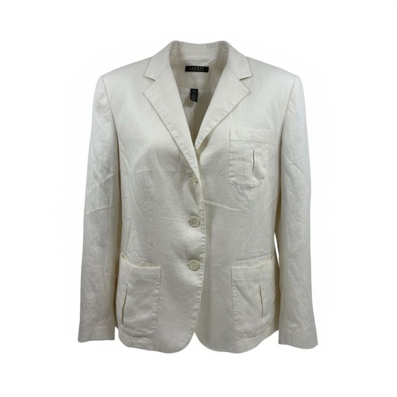 Lauren Ralph Lauren Jackets & Blazers - Lauren Ralph Lauren Off White Linen‎ Blazer Jacket Womens Sz 20W Single Breasted